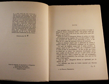colette, marguerite moreno, lettres, flammarion, 1959, originale, velin