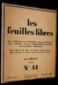 feuilles libres, revue, sans pareil, 1922, 1928, raval, jacob, reverdy, soupault, cendrars, cocteau