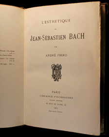 bach pirro, esthetique, fischbacher, 1907, originale, musique, livre