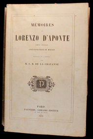 da ponte, daponte, memoires, librettiste, mozart, chavanne, venise, lamartine, originale