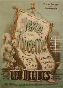 affiche, delibes, jean de nivelle, lithographie, barbize