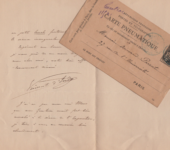 d'indy, autographe, armand parent, correspondance manuscrite, exposition universelle, quatuor